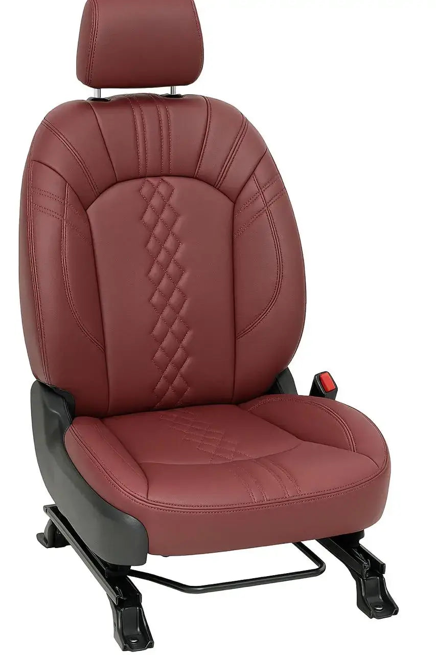 CarVista Royal Touch PU Leather Seat Covers for Maruti Suzuki Baleno – Tan with Orange Stitching, Custom Fit, Full Set, Waterproof