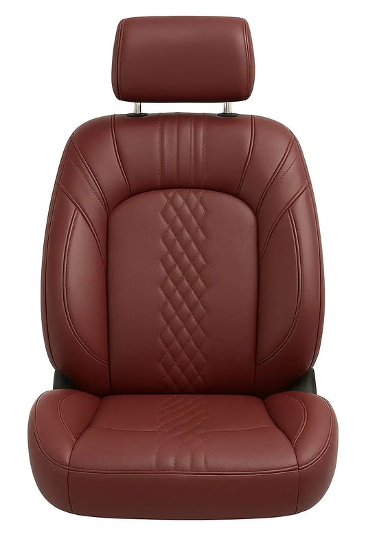 CarVista Royal Touch PU Leather Seat Covers for Maruti Suzuki Baleno – Tan with Orange Stitching, Custom Fit, Full Set, Waterproof