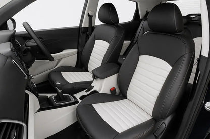 CarVista Royal Touch PU Leather Seat Covers for Mahindra XUV300 – Black and White | Custom Fit | Full Set | Waterproof | Airbag Compatible | Easy Installation