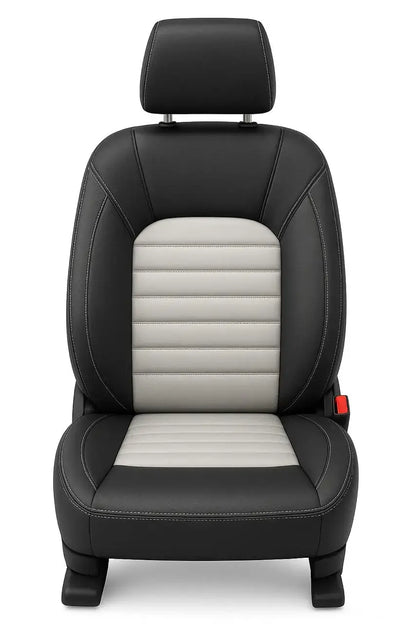 CarVista Royal Touch PU Leather Seat Covers for Mahindra XUV300 – Black and White | Custom Fit | Full Set | Waterproof | Airbag Compatible | Easy Installation