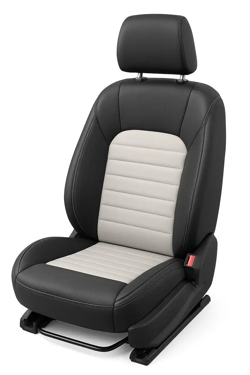 CarVista Royal Touch PU Leather Seat Covers for Mahindra XUV300 – Black and White | Custom Fit | Full Set | Waterproof | Airbag Compatible | Easy Installation