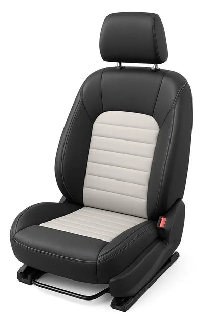 CarVista Royal Touch PU Leather Seat Covers for Mahindra XUV300 – Black and White | Custom Fit | Full Set | Waterproof | Airbag Compatible | Easy Installation