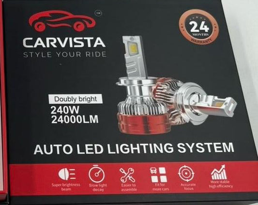 CarVista 240W LED Headlight Bulb – Super Bright Car Light | 24-Month Warranty | Plug & Play | Universal Fit