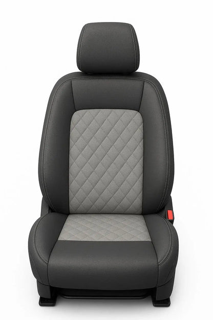 CarVista PU Leather Car Seat Covers for Tata Nexon, Custom Fit Full Set – Black & White with Silver Stitching, Waterproof, Airbag Compatible, Scratch & Wear Resistant Car Accessories